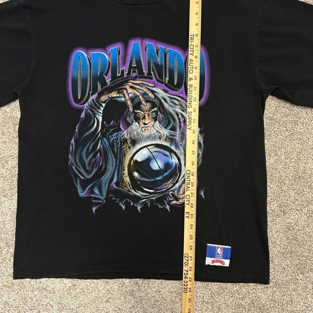 Vintage Orlando Magic Wizard Double Sided Tshirt Men Large Nutmeg Mills 1993 90s - Picture 5 of 11